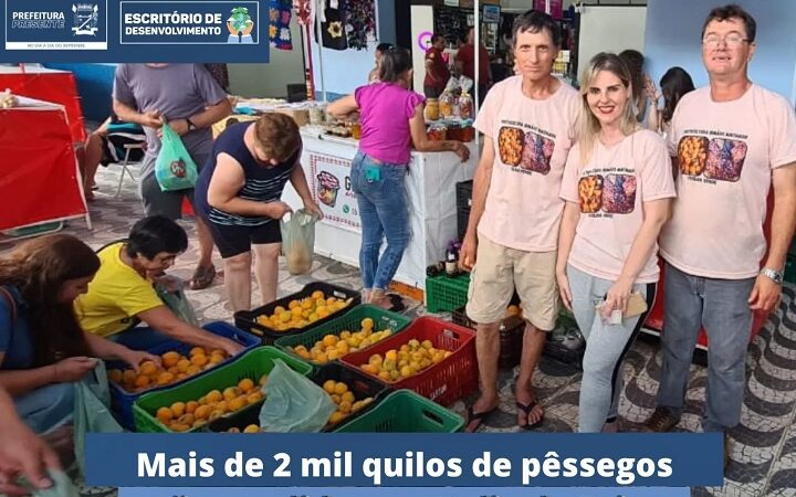 Primeiro dia da 1ª Feira do Pêssego de São Sepé tem mais de 2 mil quilos de pêssego vendidos