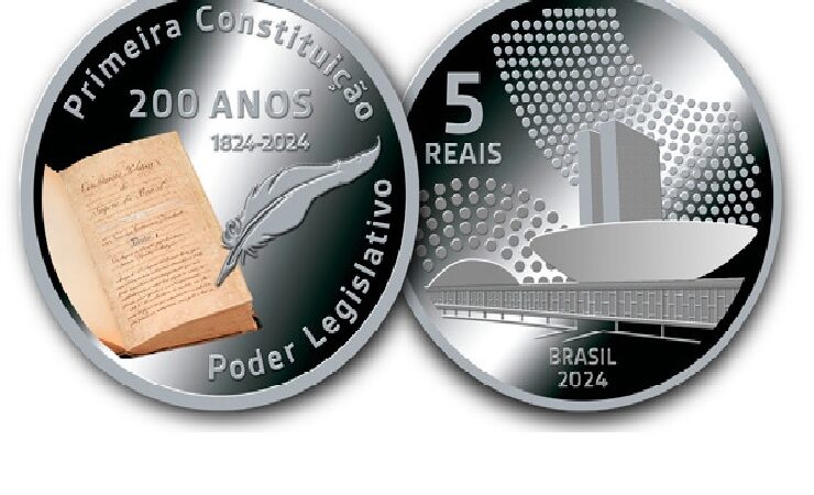 Em comemoração aos 200 anos da Primeira Constituição do Brasil o Banco Central emite                                       Moeda Comemorativa 2024 de R$ 5