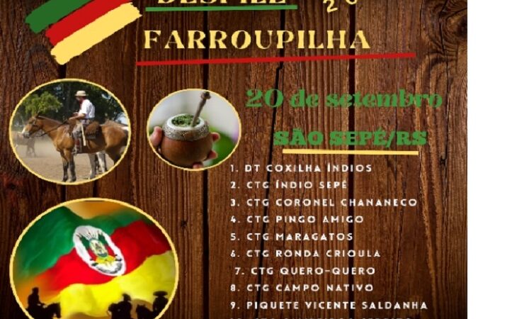 Sexta-feira, dia 20/09/2024 tem Desfile Farroupilha em São Sepé/RS, a partir das 14h