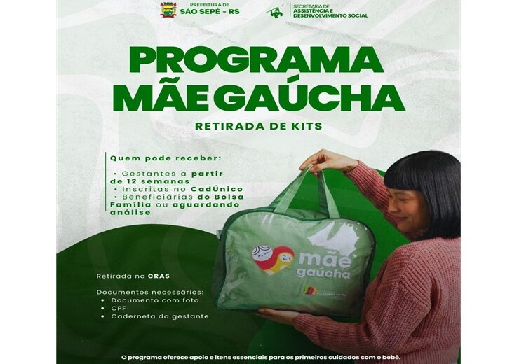 Kits do Programa Mãe Gaúcha estão disponíveis no CRAS de São Sepé