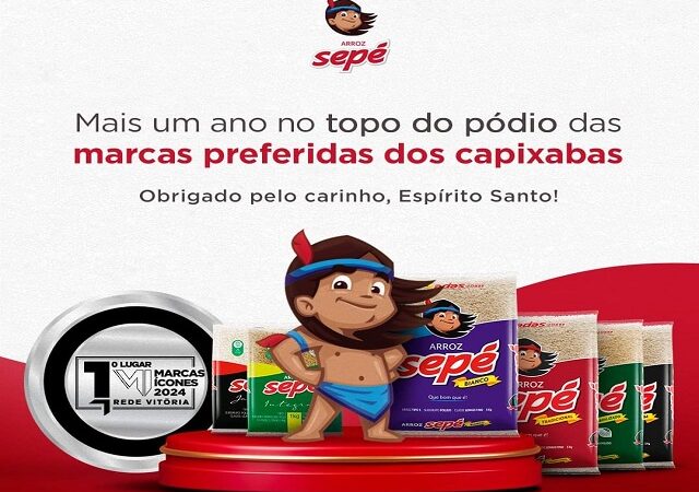 O Arroz Sepé está mais uma vez no topo da preferência dos capixabas, conquistando o primeiro lugar na pesquisa “Marcas Ícones” da TV Vitória