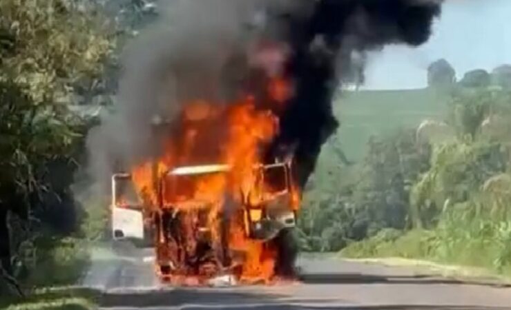 Caminhão com carga de refrigerantes é destruído por incêndio na BR-158