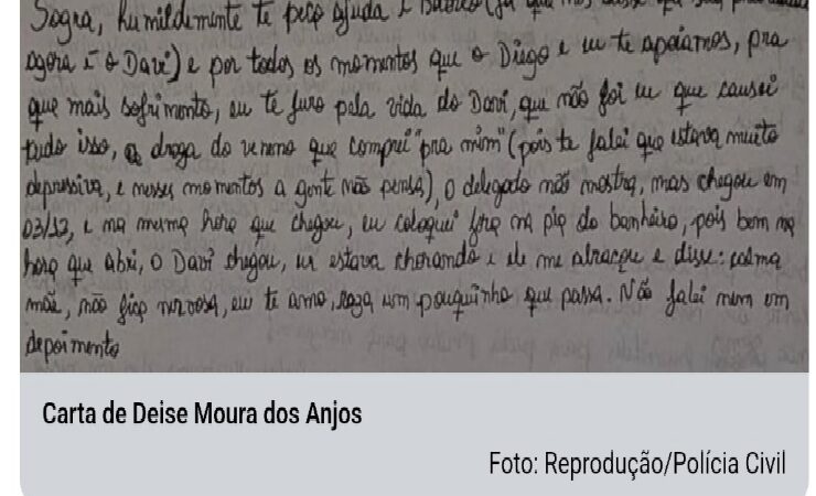 Término do inquérito sobre o bolo envenenado: cartas de Deise Moura dos Anjos revelam conflitos