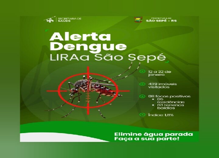LIRAa aponta índice de 1,8% de infestação do Aedes aegypti em São Sepé/RS